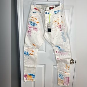 Men’s White Destroyed Denim Pants